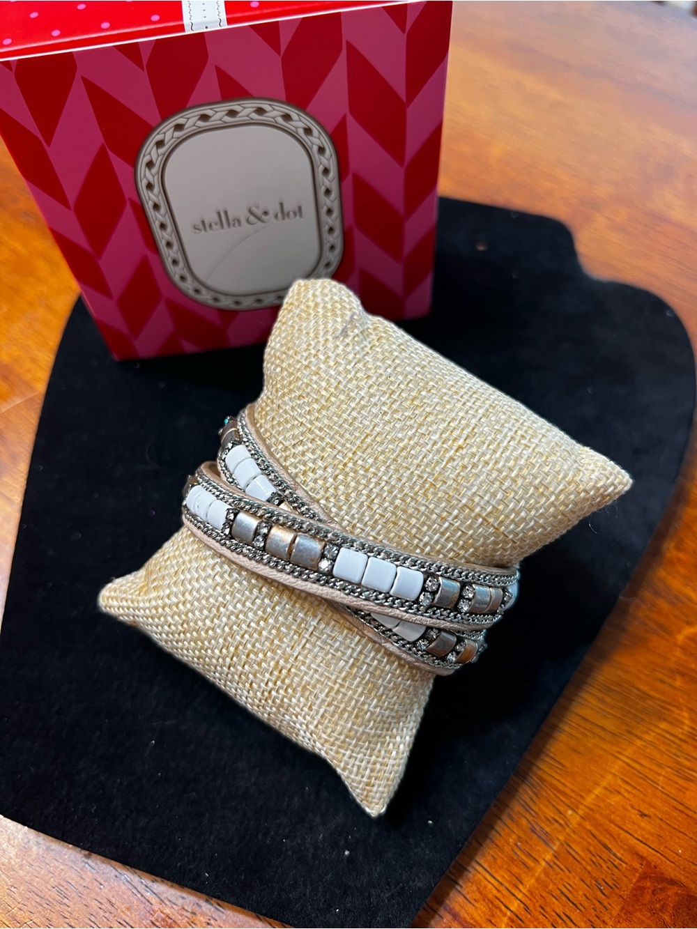 Stella and Dot Cady Wrap Bracelet-Gold/Beige